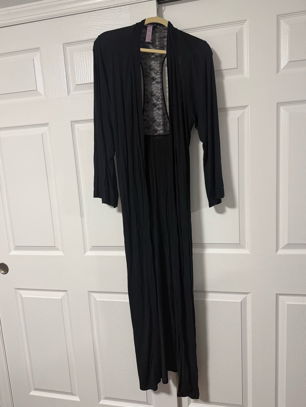 Never Worn Savage X Fenty Black Modal Lace Back Maxi Robe M/L